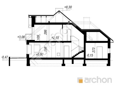 Проект дома ARCHON+ Дом в рукколе 2 (Г2H) Розріз будинку