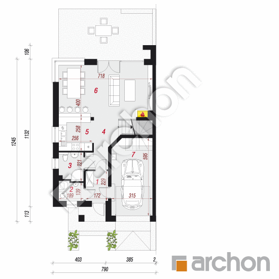 Проект дома ARCHON+ Вилла Юлия 5 (БТ) План першого поверху