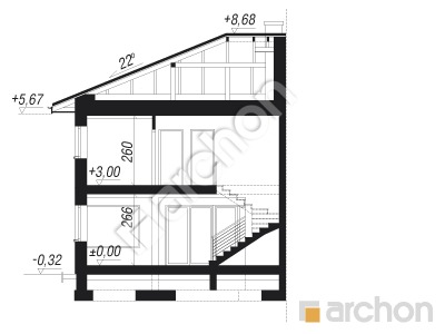 Проєкт будинку ARCHON+ Вілла Юлія 5 (БТ) Розріз будинку