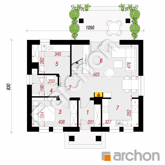 Проект дома ARCHON+ Дом под вербой План першого поверху