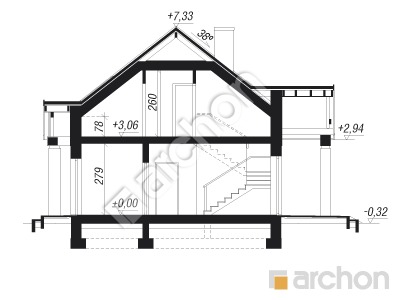 Проект дома ARCHON+ Дом под вербой Розріз будинку