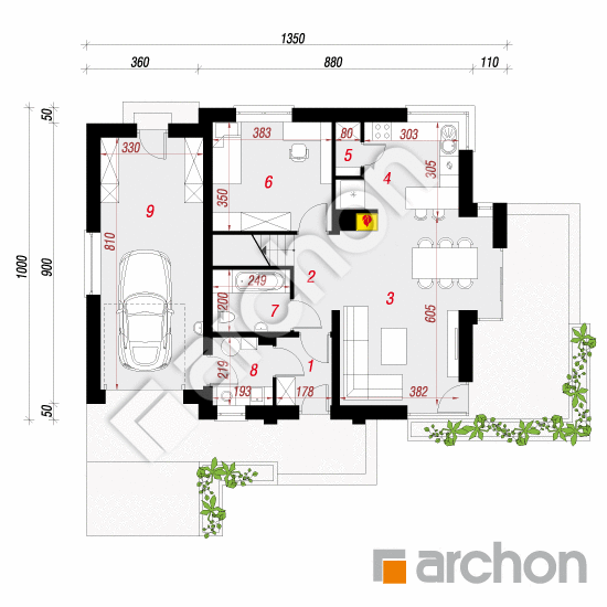 Проект будинку ARCHON+ Будинок в буддлеях 2 План першого поверху