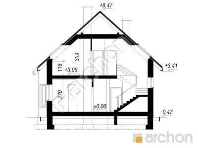 Проєкт будинку ARCHON+ Будинок в мандаринках (Н) Розріз будинку