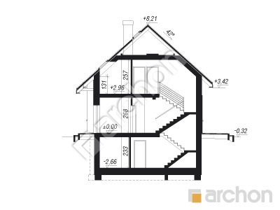 Проєкт будинку ARCHON+ Будинок в хлорофітумі (П) Розріз будинку