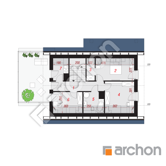 Проект будинку ARCHON+ Будинок в цитринках План мансандри