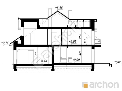Проект дома ARCHON+  Дом под гинко (ГБСМ) Розріз будинку