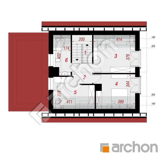 Проект дома ARCHON+ Дом в хлорофитуме 2 (Г) План мансандри