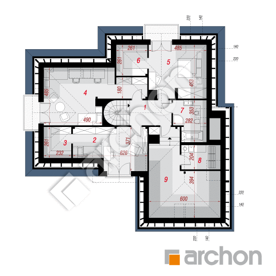 Проект дома ARCHON+ Дом в камелиях 2 (Г2H) План мансандри