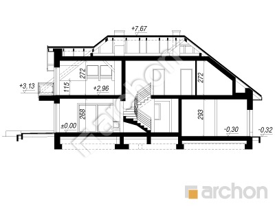 Проєкт будинку ARCHON+ Будинок в камеліях 2 (Г2H) Розріз будинку