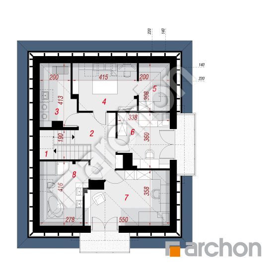 Проект будинку ARCHON+ Будинок в багрянику План мансандри