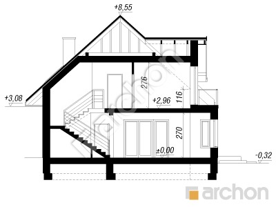 Проєкт будинку ARCHON+ Будинок в багрянику Розріз будинку
