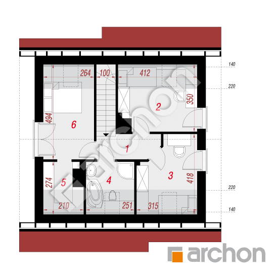 Проект будинку ARCHON+ Будинок в суниці (ПН) План мансандри