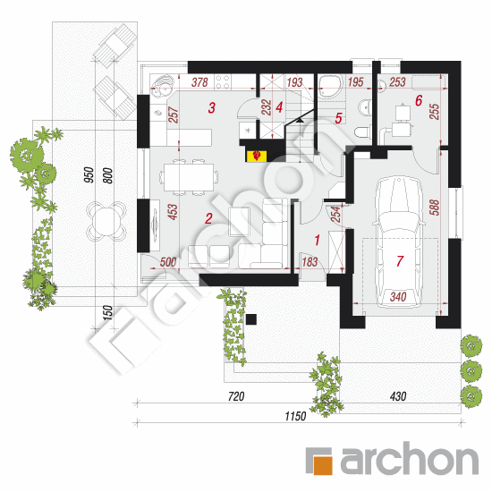 Проект дома ARCHON+ Дом в журавках 3 План першого поверху