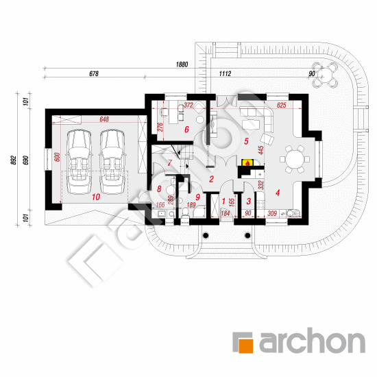 Проект будинку ARCHON+ Будинок в вербенах 5 (Г2) План першого поверху