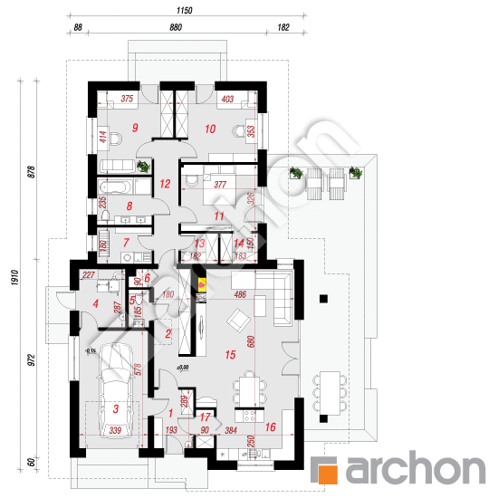 Проект дома ARCHON+ Дом в глоксинии 2 План першого поверху