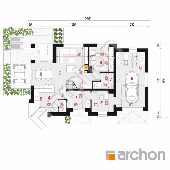 Проект дома ARCHON+ Дом в изумрудах (Г) План першого поверху