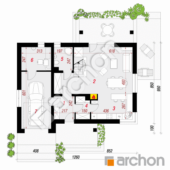 Проект будинку ARCHON+ Будинок в яблонках 2 План першого поверху