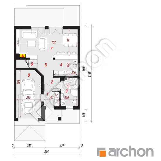 Проект будинку ARCHON+ Будинок в клематисах 19 (С) План першого поверху