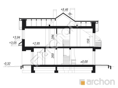 Проєкт будинку ARCHON+ Будинок в клематисах 19 (С) Розріз будинку