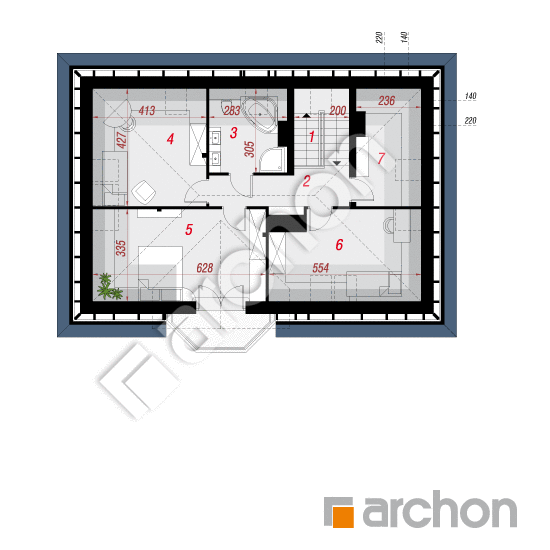 Проект будинку ARCHON+ Будинок в авокадо (П) План мансандри