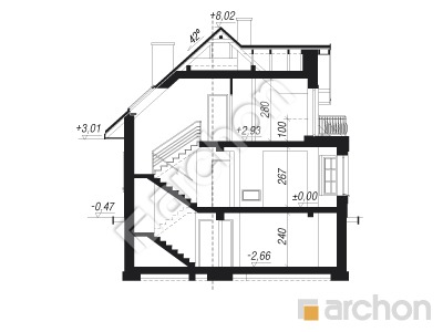 Проект дома ARCHON+ Дом в авокадо (П) Розріз будинку