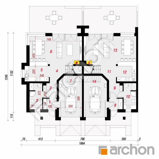 Проект будинку ARCHON+ Вілла Юлія (Р2Б) План першого поверху