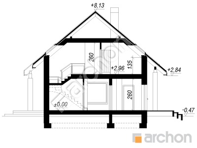 Проект дома ARCHON+ Дом в яблонках (Т) Розріз будинку