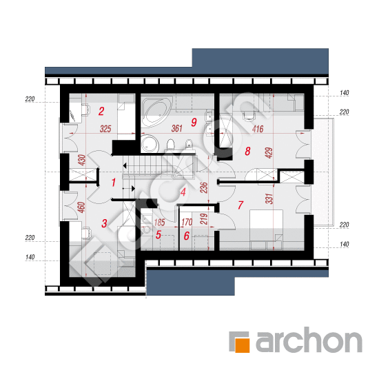Проект будинку ARCHON+ Будинок в айдаредах (Т) План мансандри