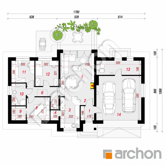 Проект будинку ARCHON+ Будинок в нерінах (Г2) План першого поверху