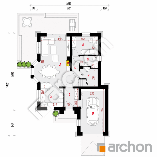 Проект будинку ARCHON+ Будинок в руколі 4 План першого поверху