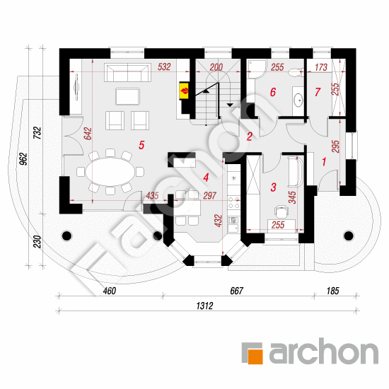 Проект дома ARCHON+ Дом в майоране 2 (П) План першого поверху