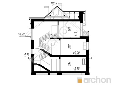 Проект дома ARCHON+ Дом в майоране 2 (П) Розріз будинку