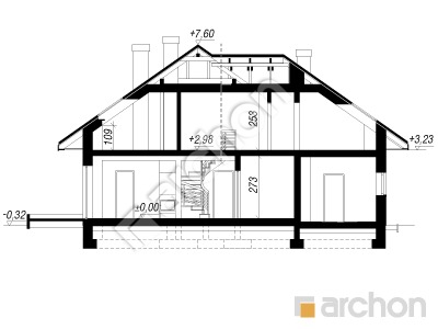 Проект дома ARCHON+ Дом в сирени 3 (Г) Розріз будинку