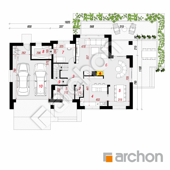 Проект дома ARCHON+ Дом в каннах 2 (П) План першого поверху