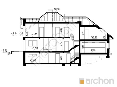 Проект дома ARCHON+ Дом в каннах 2 (П) Розріз будинку