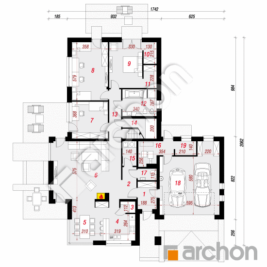 Проект будинку ARCHON+ Будинок в амарантах 4 План першого поверху