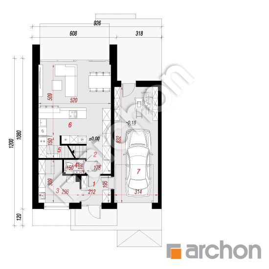 Проект дома ARCHON+ Дом в мускатах (С) План першого поверху