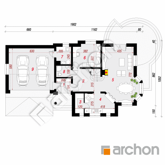 Проект дома ARCHON+ Дом в лобелиях (Г2) План першого поверху