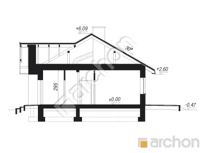 Проєкт будинку ARCHON+ Будинок в лещиновнику 2 Розріз будинку