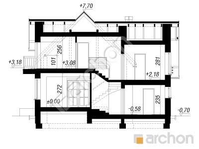 Проект дома ARCHON+ Дом в антоновке (ГТ) Розріз будинку
