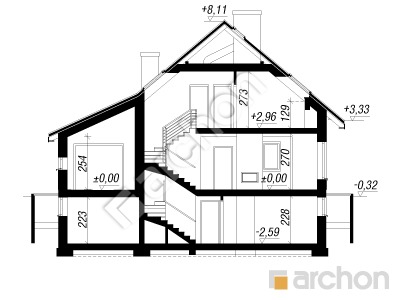 Проект дома ARCHON+ Дом в рододендронах 4 (ПН) Розріз будинку