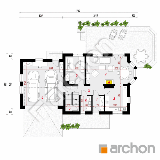 Проект будинку ARCHON+ Будинок в сезамі 2 (Г2П) План першого поверху