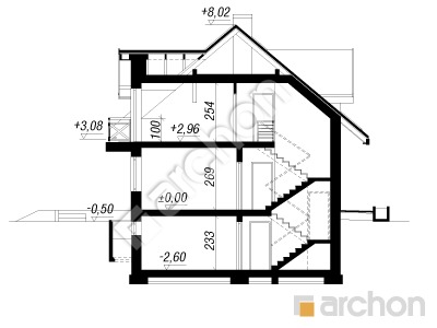 Проєкт будинку ARCHON+ Будинок в сезамі 2 (Г2П) Розріз будинку
