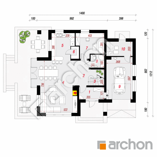 Проект дома ARCHON+ Дом в чернушке (Г) План першого поверху