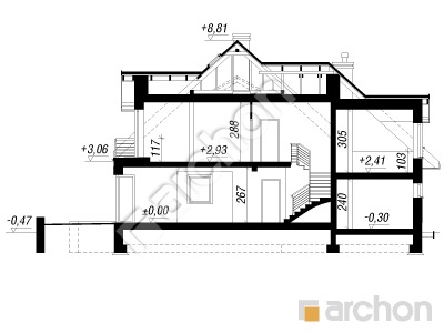 Проект дома ARCHON+ Дом в чернушке (Г) Розріз будинку