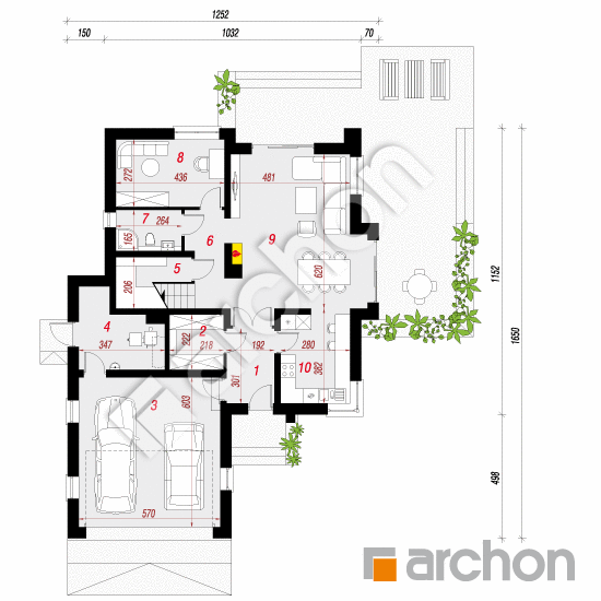 Проект будинку ARCHON+ Будинок в кокосах (Н) План першого поверху