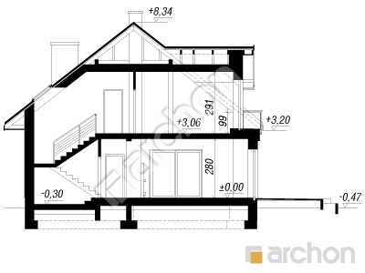 Проект дома ARCHON+ Дом в кокосах (Н) Розріз будинку