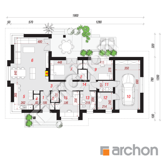 Проект будинку ARCHON+ Будинок в грушках (Г) План першого поверху