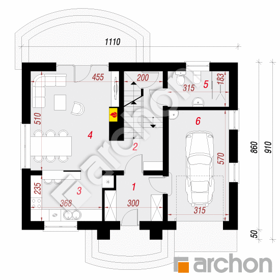 Проект дома ARCHON+ Дом в люцерне (ГП) План першого поверху