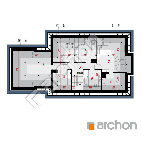 Проект будинку ARCHON+ Будинок під червоною горобиною 10 (ПН) План мансандри
